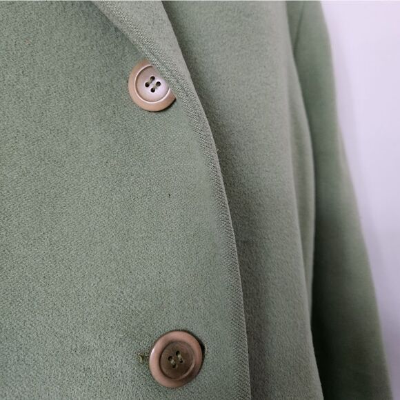 Pea Green Vintage 60s Cashmere Lambswool Peacoat Button Front Size XL - Picture 3 of 12